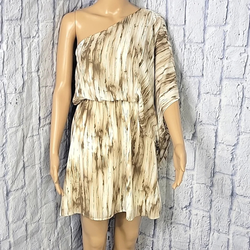 CARAMELA Mocha One Shoulder Dress Size Small